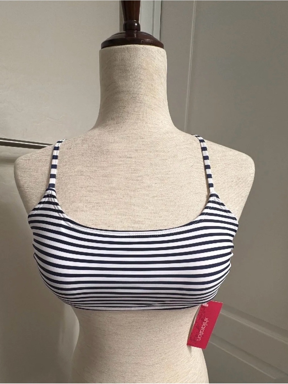 Xhilaration Women’s Navy and White Striped Bikini Top